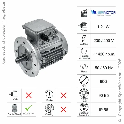 [10100165] MOTOR 1,2KW 90G B5 4P 230-400V 50/60HZ IP56 SV