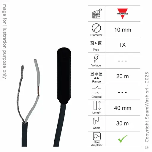 [10400302] TRANSMITTER PHOTOCELL D10 L40 - CABLE 30M - RANGE 20M - AMP