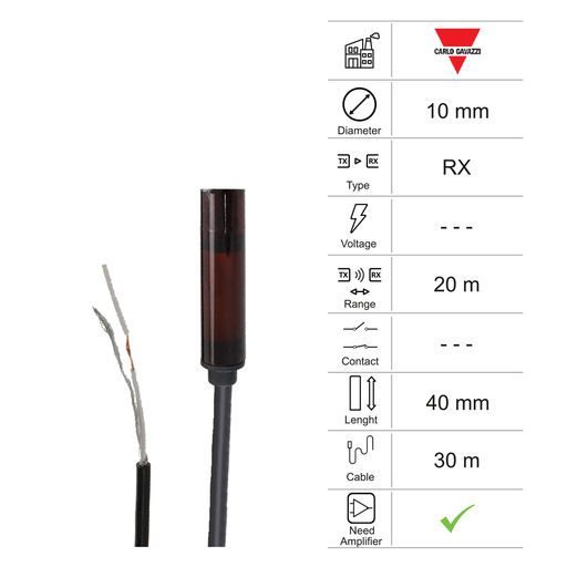 [10400319] LICHTEMPFÄNGER D10 L40 - KABEL 30M - REICHWEITE  20M - AMP