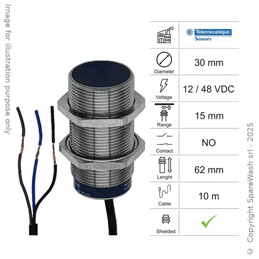 [10300091] INDUCTIVE SENSOR D30 L62 NO - CABLE 10M - 15MM PNP 12/48VDC