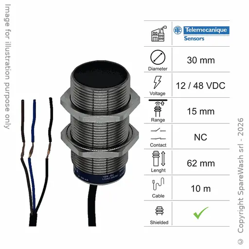 [10300107] INDUKTIVER SENSOR D30 L62 NC - KABEL 10M - 15MM PNP 12/48VDC