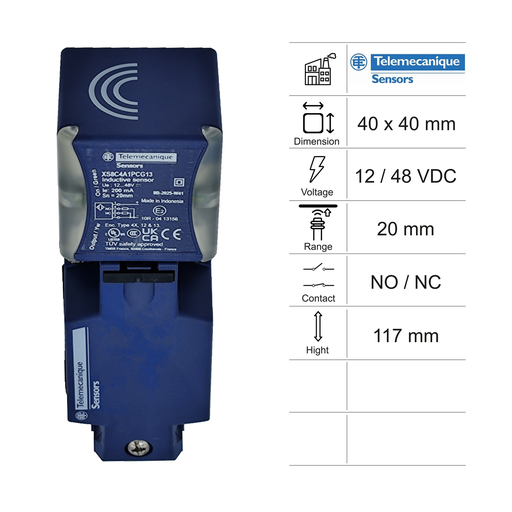 [10300121] SENSORE INDUTTIVO 40X40 L117 NO/NC 20MM PNP 12/48VDC