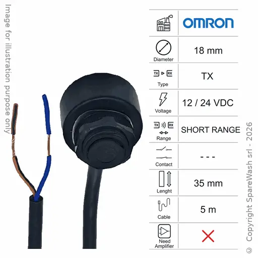 [10400036] FOTOCÉLULA EMISORA M18 L35 - CABLE 5M - CORTO ALCANCE 12/24VDC