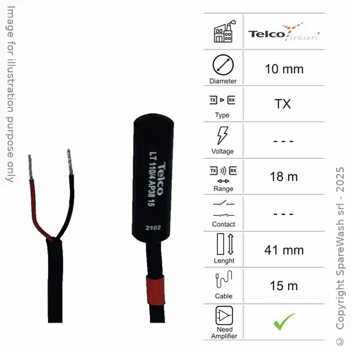[10400050] TRANSMITTER PHOTOCELL D10 L41 - CABLE 15M - RANGE 18M - AMP