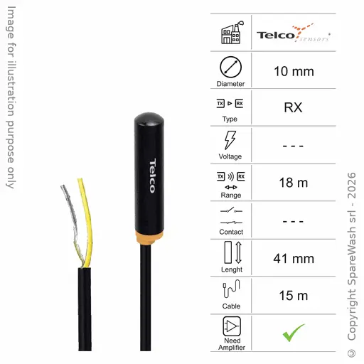 [10400067] LICHTEMPFÄNGER D10 L41 - KABEL 15M - REICHWEITE  18M - NPN AMP