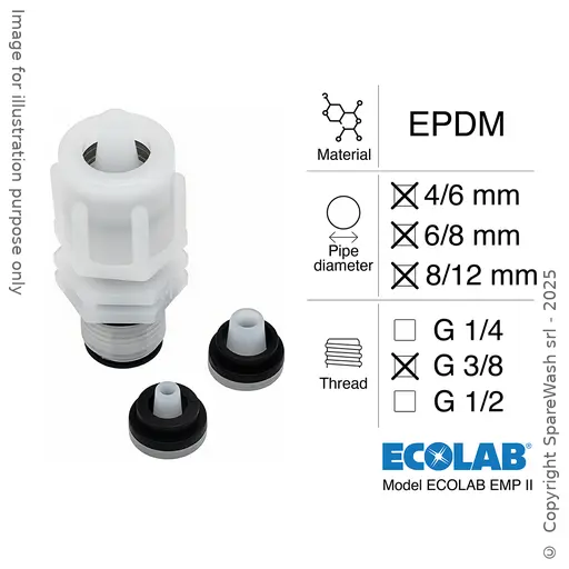 [40300566] SOUPAPE D'ASPIRATION ET SORTIE G3/8 TUYAU 4/6 EPDM