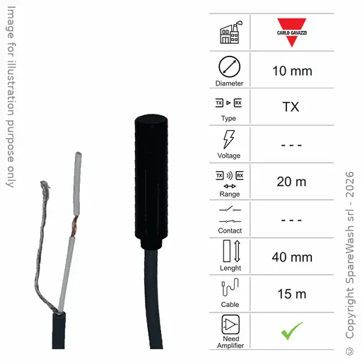 [10400074] PHOTOCELLULE ÉMETTRICE D10 L40 - CÂBLE 15M - PORTÉE 20M - AMP