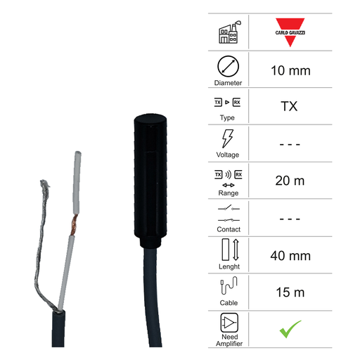 [10400074] TRANSMITTER PHOTOCELL D10 L40 - CABLE 15M - RANGE 20M - AMP