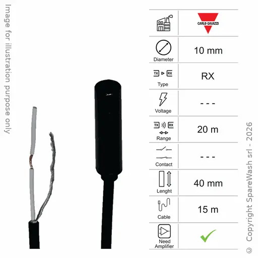 [10400081] FOTOCÉLULA RECEPTORA D10 L40 - CABLE 15M - ALCANCE 20M - AMP