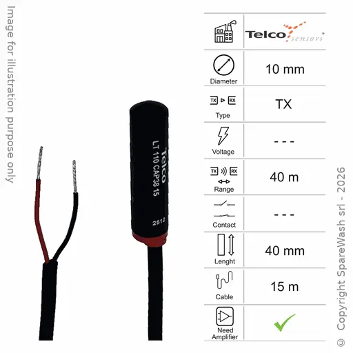 [10400104] PHOTOCELLULE ÉMETTRICE D10 L40 - CÂBLE 15M - PORTÉE 40M - AMP