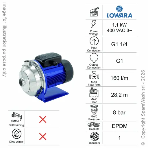 [60100207] POMPA CENTRIFUGA DI RILANCIO LOWARA CEA120/5 1,1KW 400V
