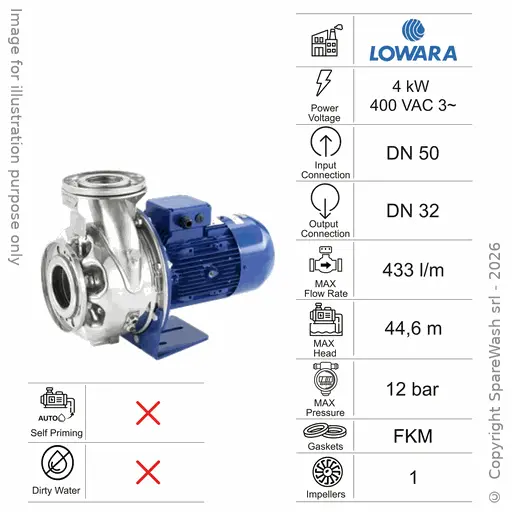 [60100221] POMPA CENTRIFUGA DI RILANCIO LOWARA ESHE32-200/40 4KW 400V