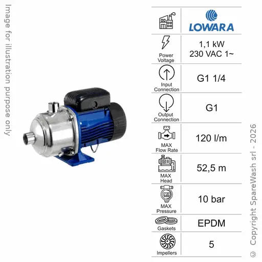 [60100245] POMPE CENTRIFUGE MULTI-ÉTAGE HORIZONTAL LOWARA 5HM05P 1,1KW 230V
