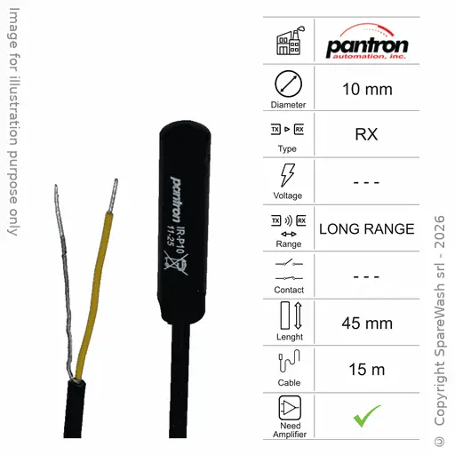 [10400203] RECEIVER PHOTOCELL D10 L45 - CABLE 15M - LONG-RANGE AMP