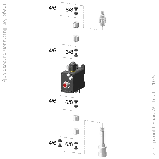 [40100708] POMPA DOSATRICE PNEUMATICA 3L/H 24VDC EPDM + INIEZIONE G1/4 - G1/2 + FONDO