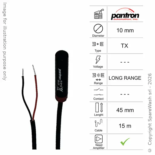 [10400210] PHOTOCELLULE ÉMETTRICE D10 L45 - CÂBLE 15M - LONGUE PORTÉE AMP