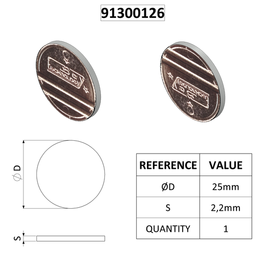 [91300126] JETON DAERG D25 MODÈLE 4T