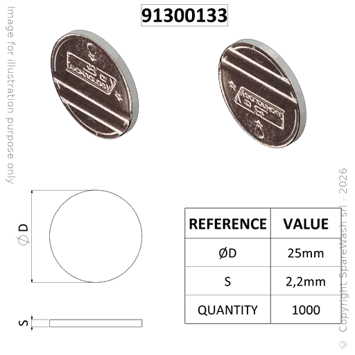 [91300133] JETON DAERG D25 MODELO 4T X1000