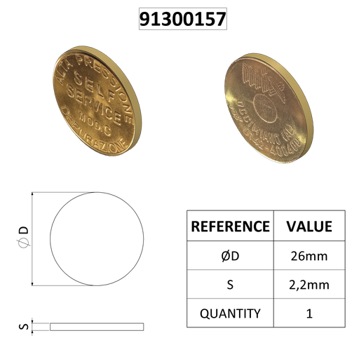 [91300157] MÜNZSTÜCK MIX D26 MODELL C