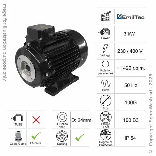 [10100554] MOTORE ALBERO CAVO 3KW 100G B3 4P 230-400V 50HZ IP54 CV