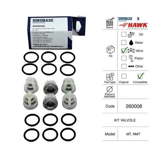 [60200228] KIT DE VÁLVULAS DE BOMBA HAWK MT, NMT