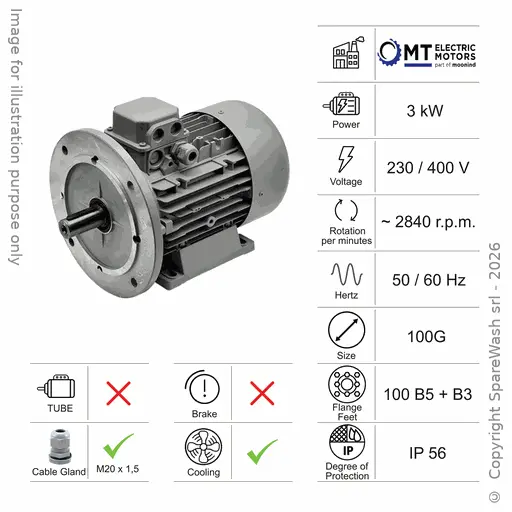 [10100585] MOTOR 3KW 100G B5+B3 2P 230-400V 50/60HZ IP56 CV