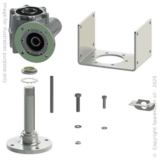 [20101152] WORM GEARBOX TRANSTECNO CWT 050 I:12 P80B14 CUSTOM MADE SHAFT + BRACKET