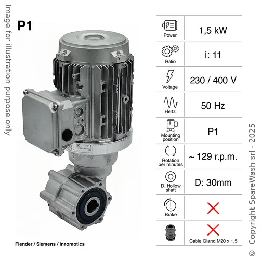 [20200398] GEARMOTOR FLENDER 1,5KW I:11 129,1RPM 230-400V 50HZ