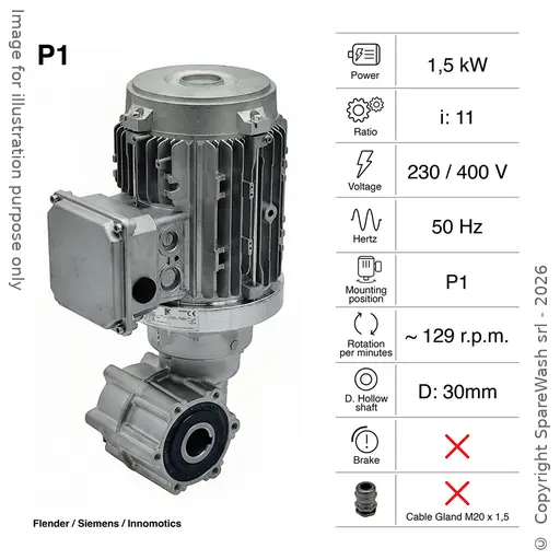 [20200398] MOTORÉDUCTEUR FLENDER 1,5KW I:11 129,1RPM 230-400V 50HZ