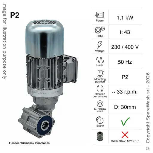 [20200497] GEARMOTOR WITH BRAKE FLENDER 1,1KW I:43 33,0RPM 230-400V 50HZ