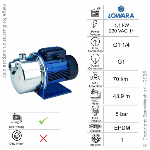 [60100528] ZENTRIFUGAL-DRUCKERHÖHUNGSPUMPE LOWARA BGM11 1,1KW 230V