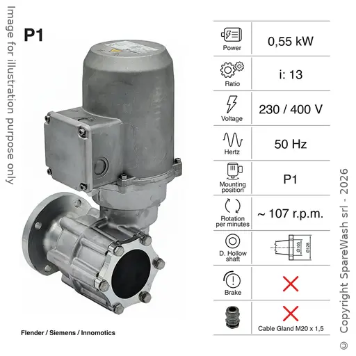 [20200541] GEARMOTOR FLENDER 0,55KW I:13 107,7RPM 230-400V 50HZ SHAFT INCLUDED