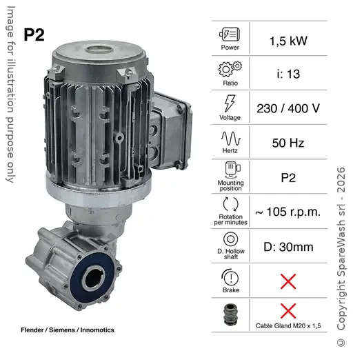 [20200589] MOTORIDUTTORE FLENDER 1,5KW I:13 105,4RPM 230-400V 50HZ