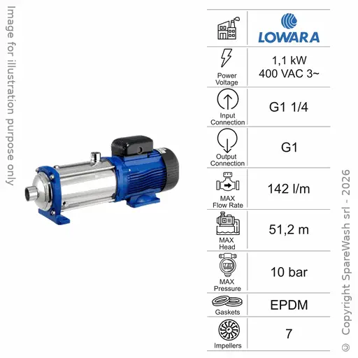 [60100610] HORIZONTALE MEHRSTUFIGE KREISELPUMPE LOWARA 5HM07S 1,1KW 400V