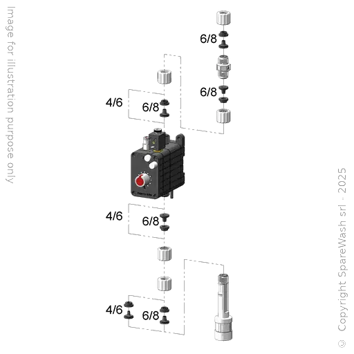 [40100395] PNEUMATISCHE DOSIERPUMPE 6L/H 24VDC EPDM + IMPFSTELLE 6/8X6/8 + FUSSVENTIL