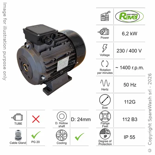 [10100738] MOTOR 6,2KW 112G B3 4P 230-400V 50HZ IP55 CV