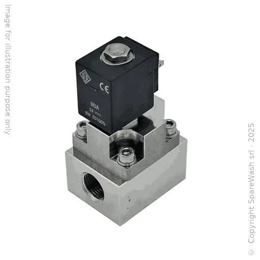 [60400123] ELECTROVÁLVULA ALTA PRESIÓN 2/2 G1/2 24VDC PBT NC 150BAR ACERO INOXIDABLE