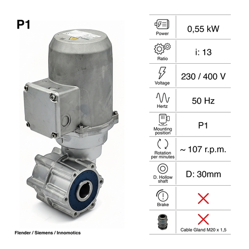 [20200640] GETRIEBEMOTOR FLENDER 0,55KW I:13 107,7RPM 230-400V 50HZ