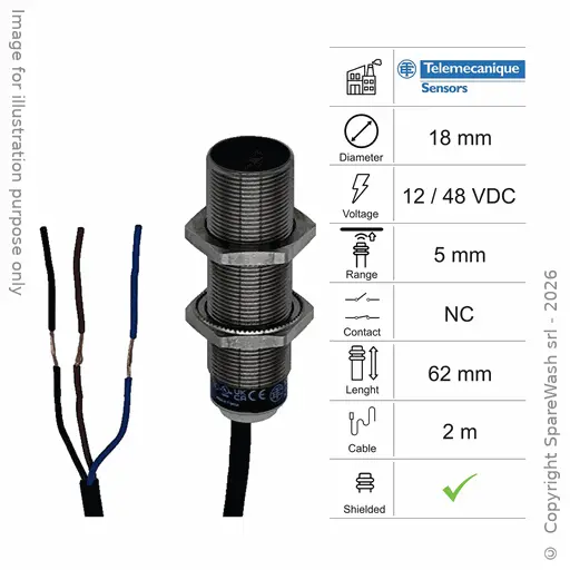 [10300299] INDUCTIVE SENSOR D18 L62 NC - CABLE 2M - 5MM PNP 12/48VDC