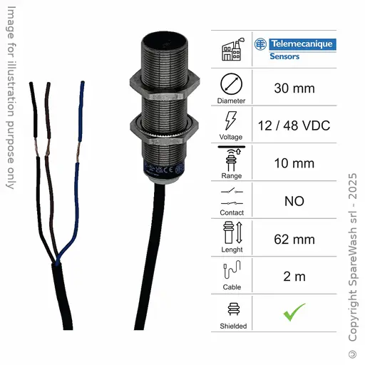 [10300305] INDUCTIVE SENSOR D30 L62 NO - CABLE 2M - 10MM PNP 12/48VDC