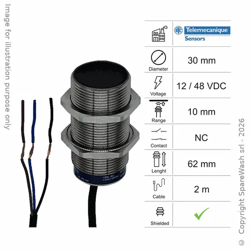 [10300312] CAPTEUR INDUCTIF D30 L62 NC - CÂBLE 2M - 10MM PNP 12/48VDC