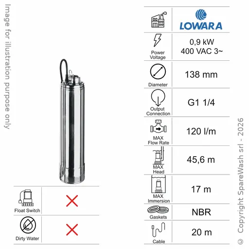 [60100702] SUBMERSIBLE CLEAR WATER PUMP EBARA IDROGO 80/12 0,9KW 400V