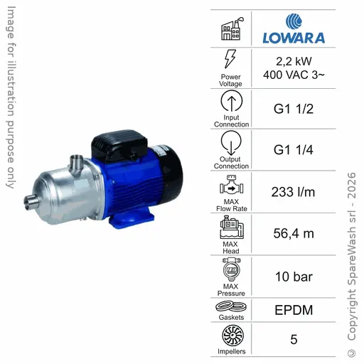 [60100641] POMPA CENTRIFUGA MULTISTADIO ORIZZONTALE LOWARA 10HM05S 2,2KW 400V