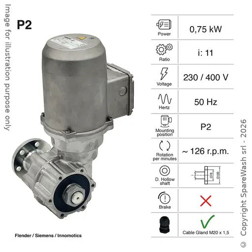 [20200763] MOTORIDUTTORE FLENDER 0,75KW I:11 125,5RPM 230-400V 50HZ CON ALBERO