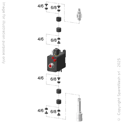 [40100630] PNEUMATIC DOSING PUMP 12L/H 24VDC VITON + METERING VALVE G1/4 - G1/2 + BOTTOM VALVE