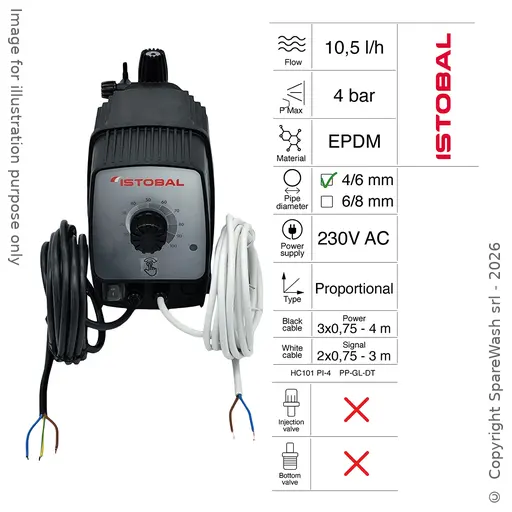 [40200200] ELECTRIC DOSING PUMP HC101 10,5L/H 4BAR 230VAC EPDM
