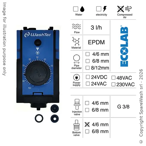 [40100647] POMPE DOSEUSE PNEUMATIQUE SUR PLAN 3L/H CONTRÔLE PNEUMATIQUE VITON