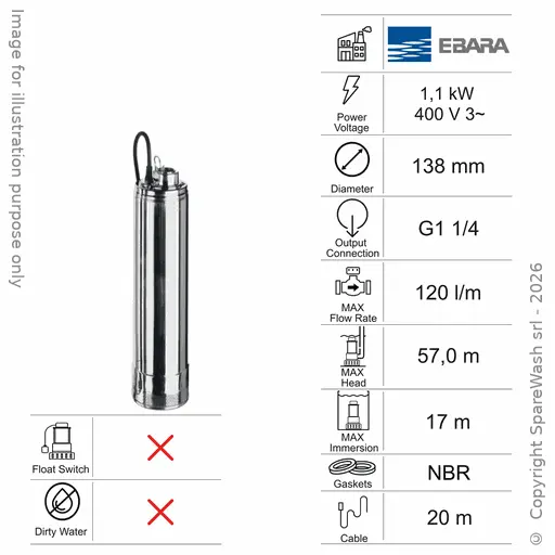 [60100757] KLARWASSER-TAUCHPUMPE EBARA IDROGO 80/15 1,1KW 400V