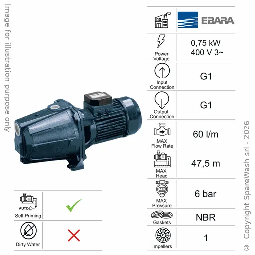[60100795] POMPE CENTRIFUGE D'APPOINT EBARA AGA/I 1.00 T 0,75KW 400V