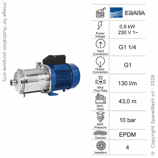 [60100801] BOMBA CENTRIFUGA MULTIETAPA HORIZONTAL EBARA MATRIX/E 5-4T/0,9M 0,9KW 230V